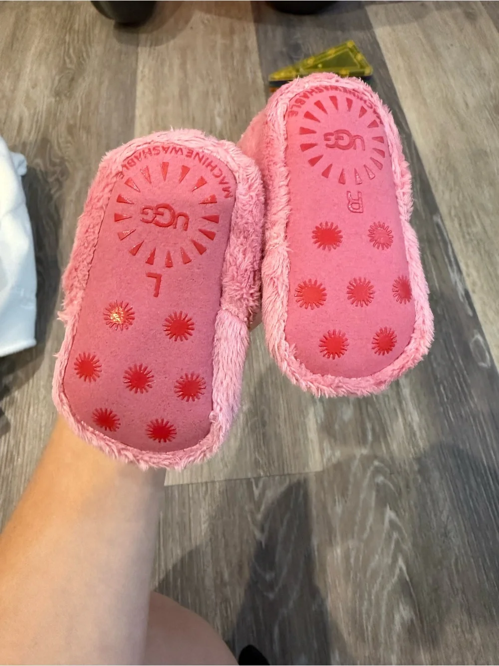 UGG Pink Plush Infant Strap Slippers